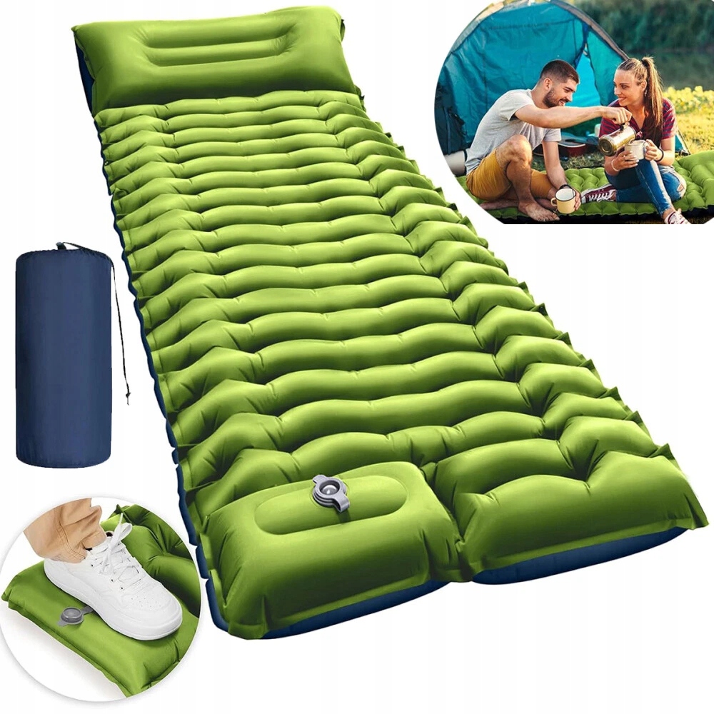 Materac Samopompujący Turystyczny Kempingowy Wbudowana Pompka Zwijana Mata