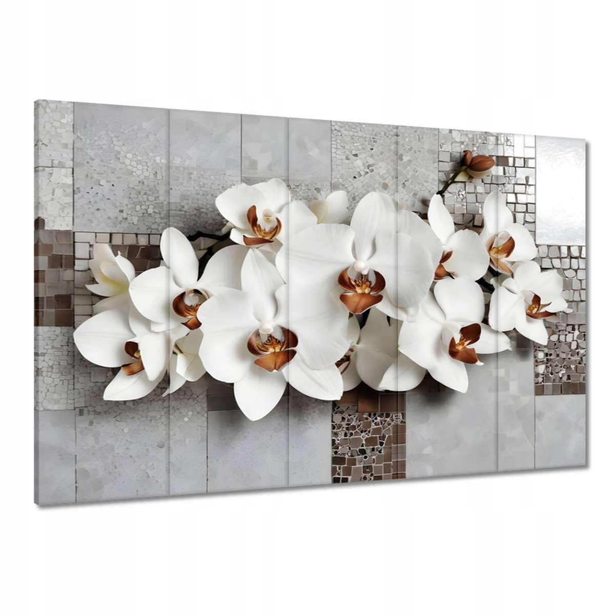 Obrazy 100x70 Bílé orchideje a mozaika
