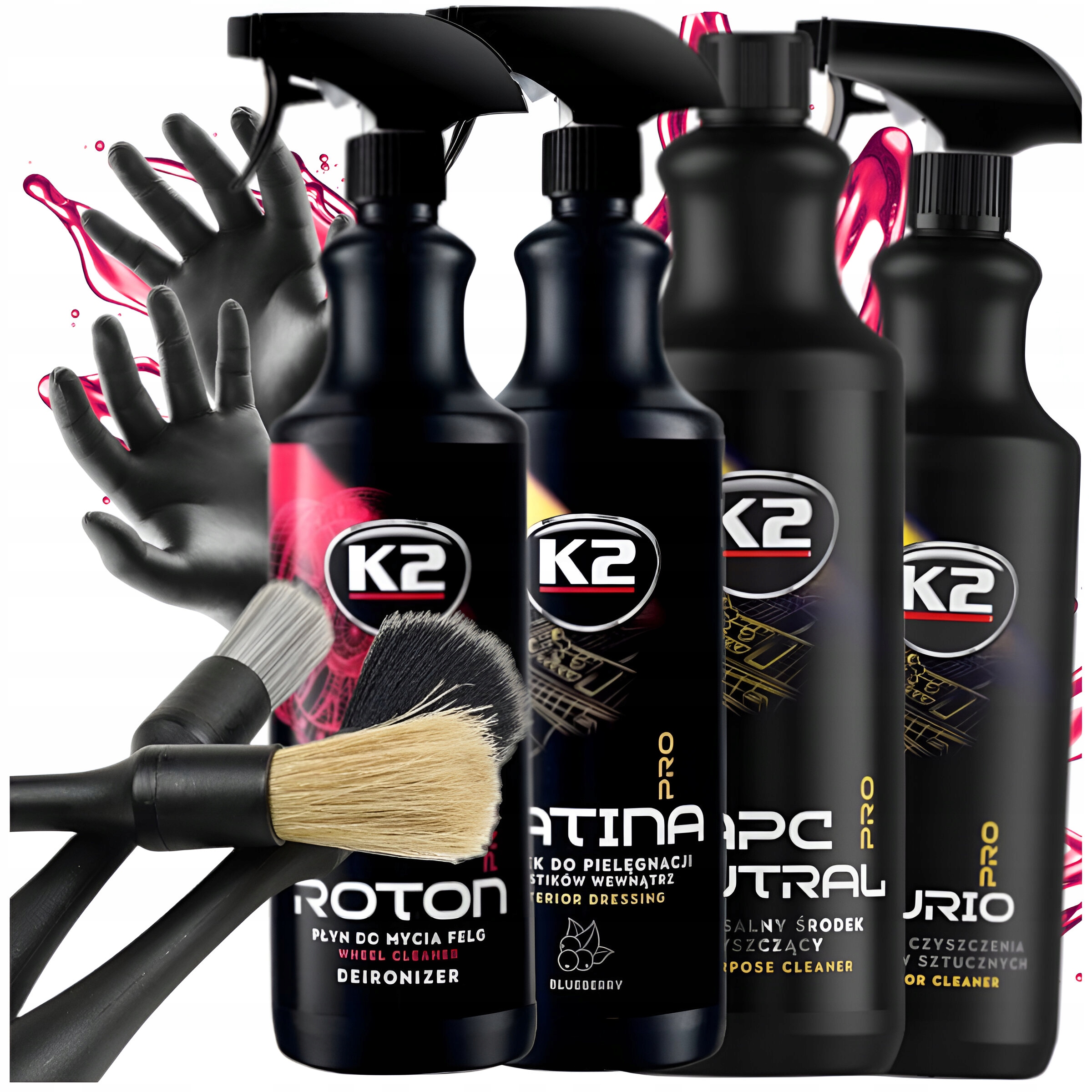 K2 Roton Pro Na Ráfky Apc Purio Satina Kokpit Štětce Detailing Sada 6KS