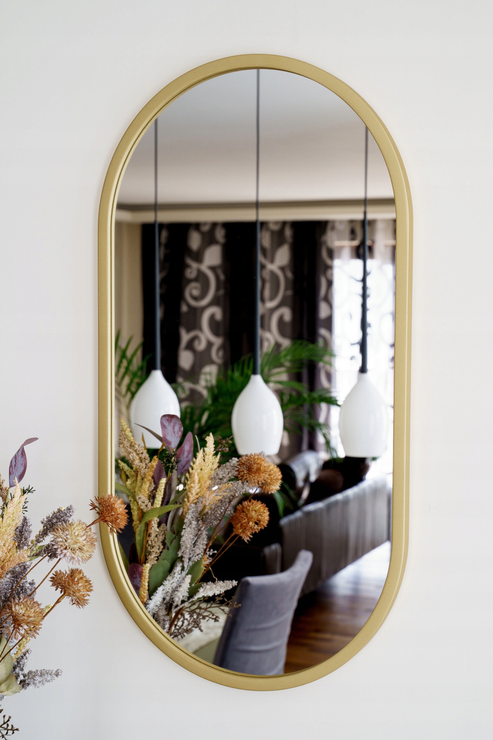 NOWOCZESNE OWALNE LUSTRO DO ŁAZIENKI W RAMIE MDF Wysokość 1100 mm