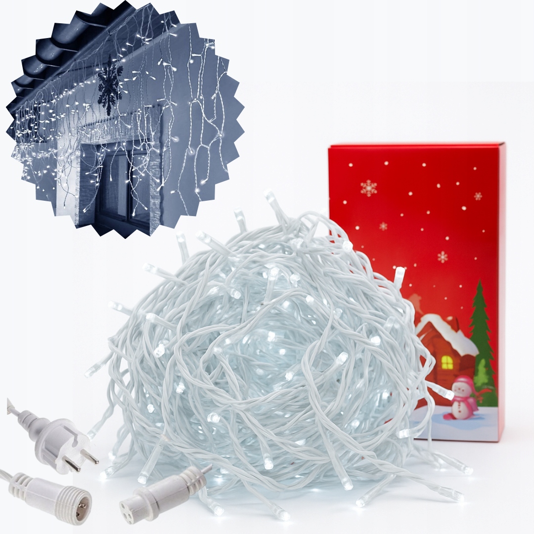 SOPLE 500 LED KURTYNA LAMPKI ZEWNĘTRZNE IP44 FLASH Białe Zimne 25M GRUBE