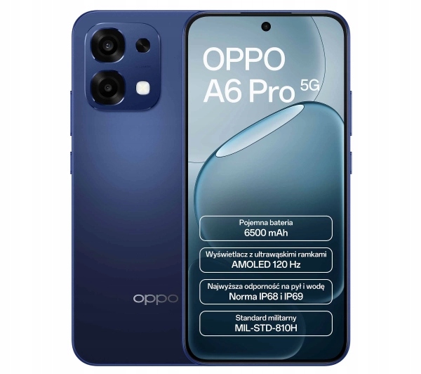 Smartfon Oppo A6 Pro 5G 8/256GB Amoled 120Hz IP69 Stellar Blue Niebieski