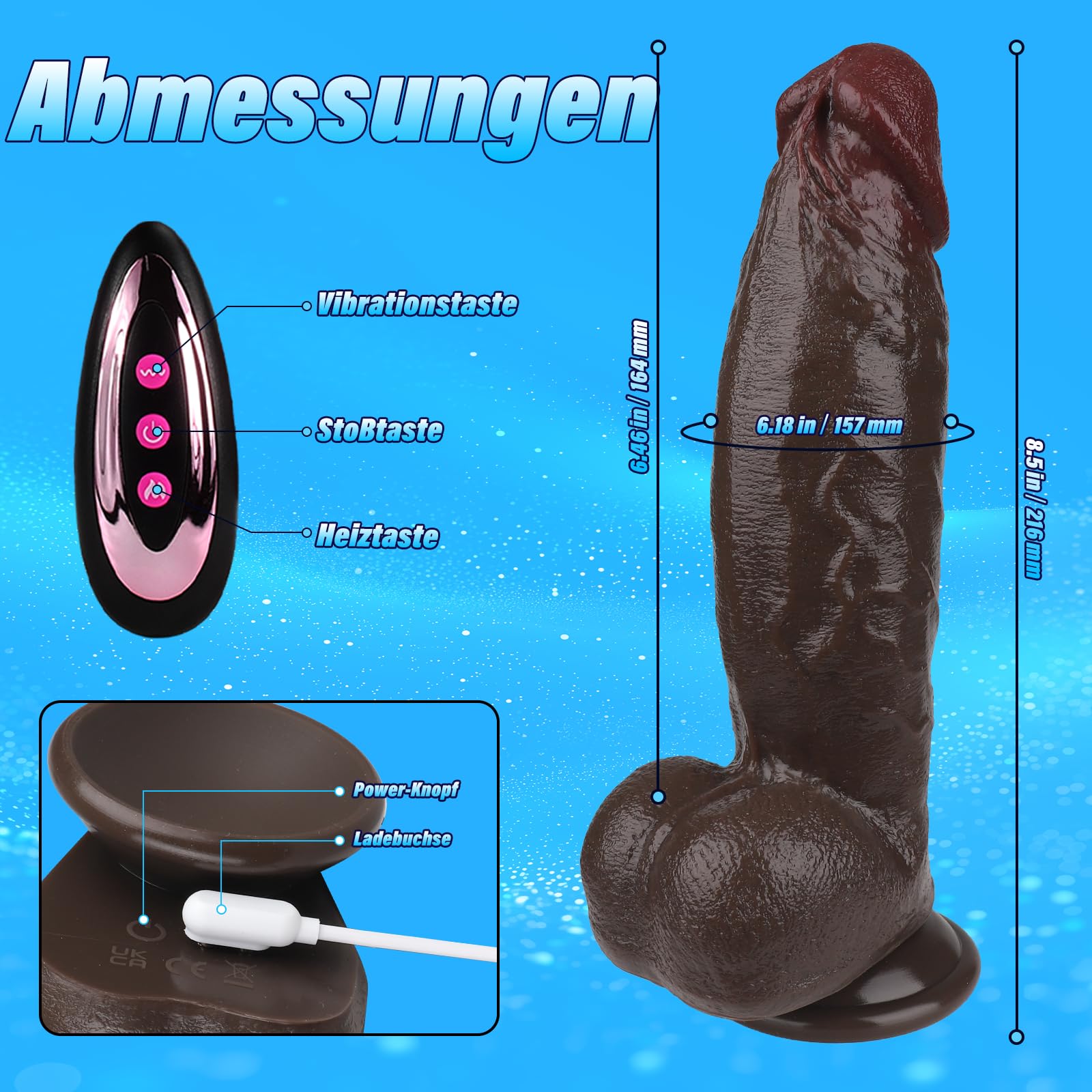 REALISTISCHER DILDO 21CM SILIKON Z PODGRZEWANIEM I WIBRACJĄ DLA KOBIET — miniatura 7