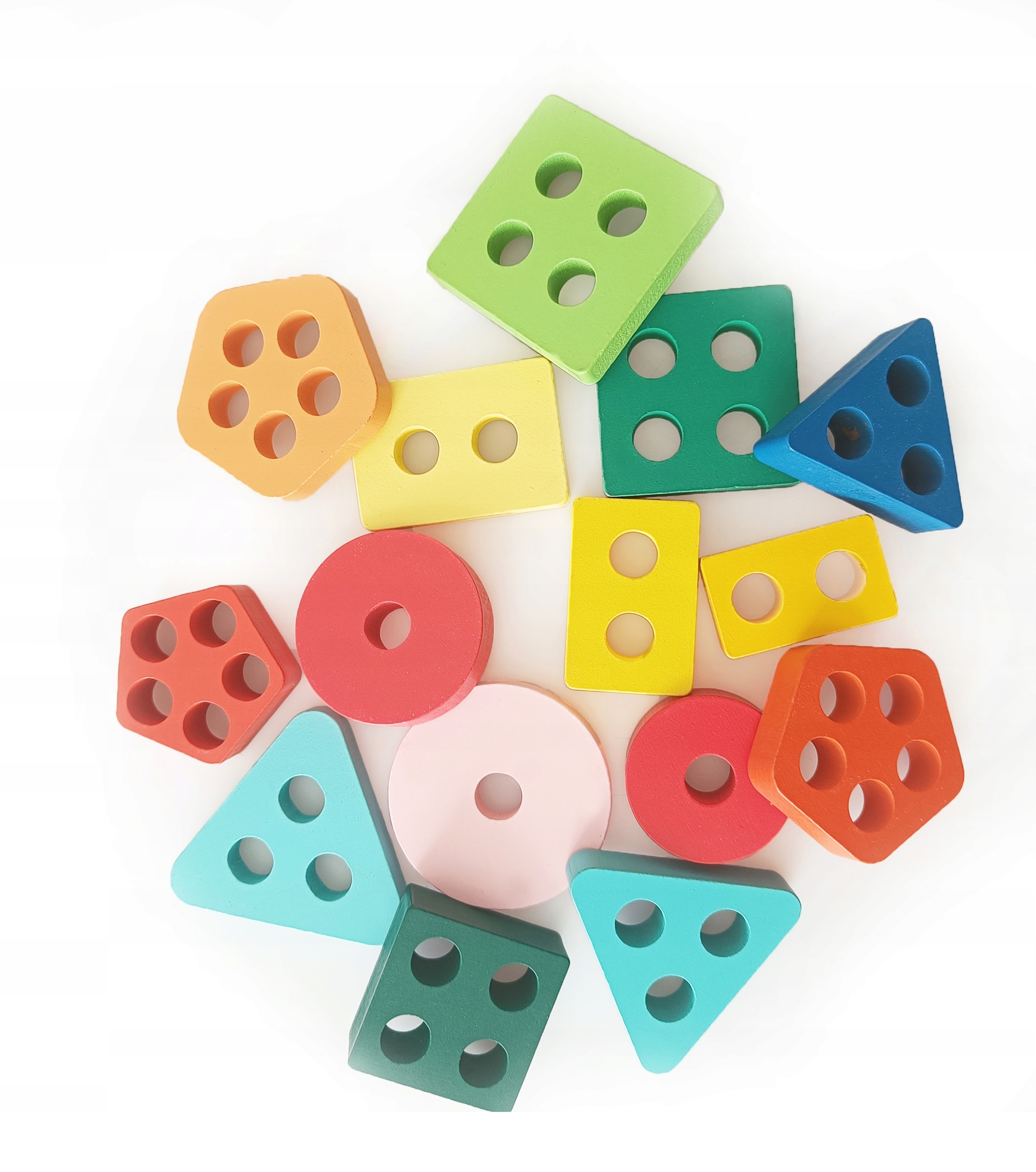 MONTESSORI Drewniana układanka kształty i kolory sensoryczna sorter klocki Wiek dziecka 3 lata +