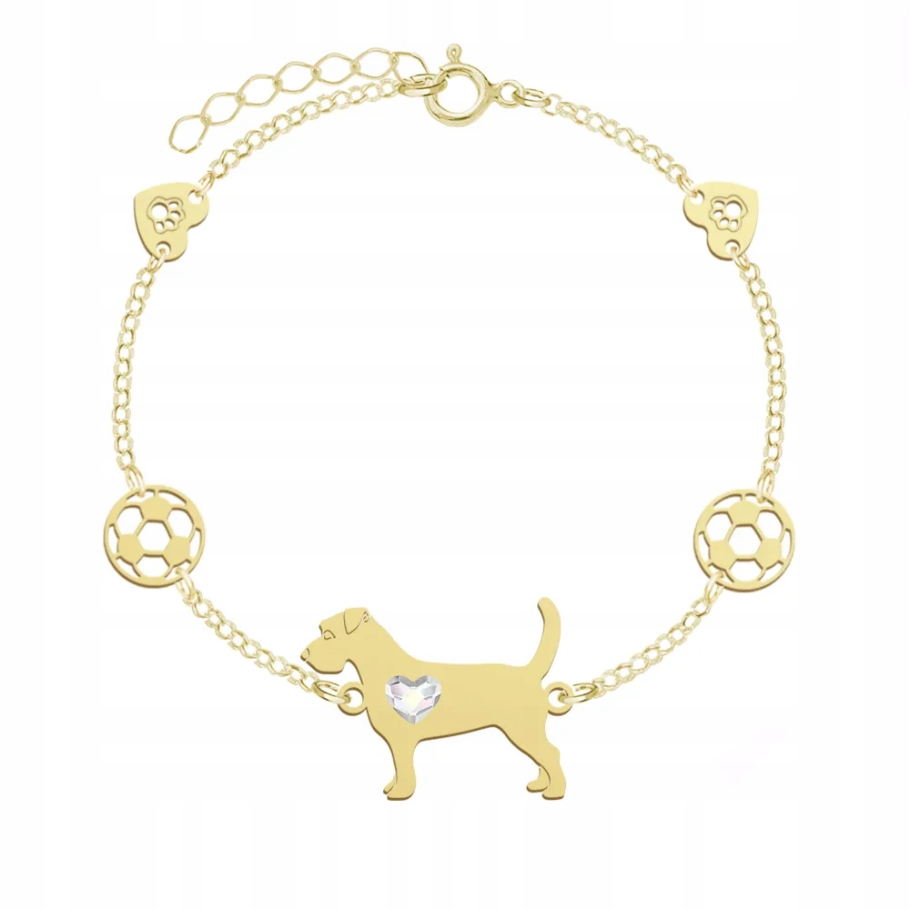 Zlatý náramek s Jack Russell teriérem Hrubosrstý 925 Šperky Gravírování