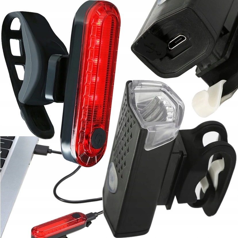 

Mocny zestaw lampek rowerowych Led Usb akumulator