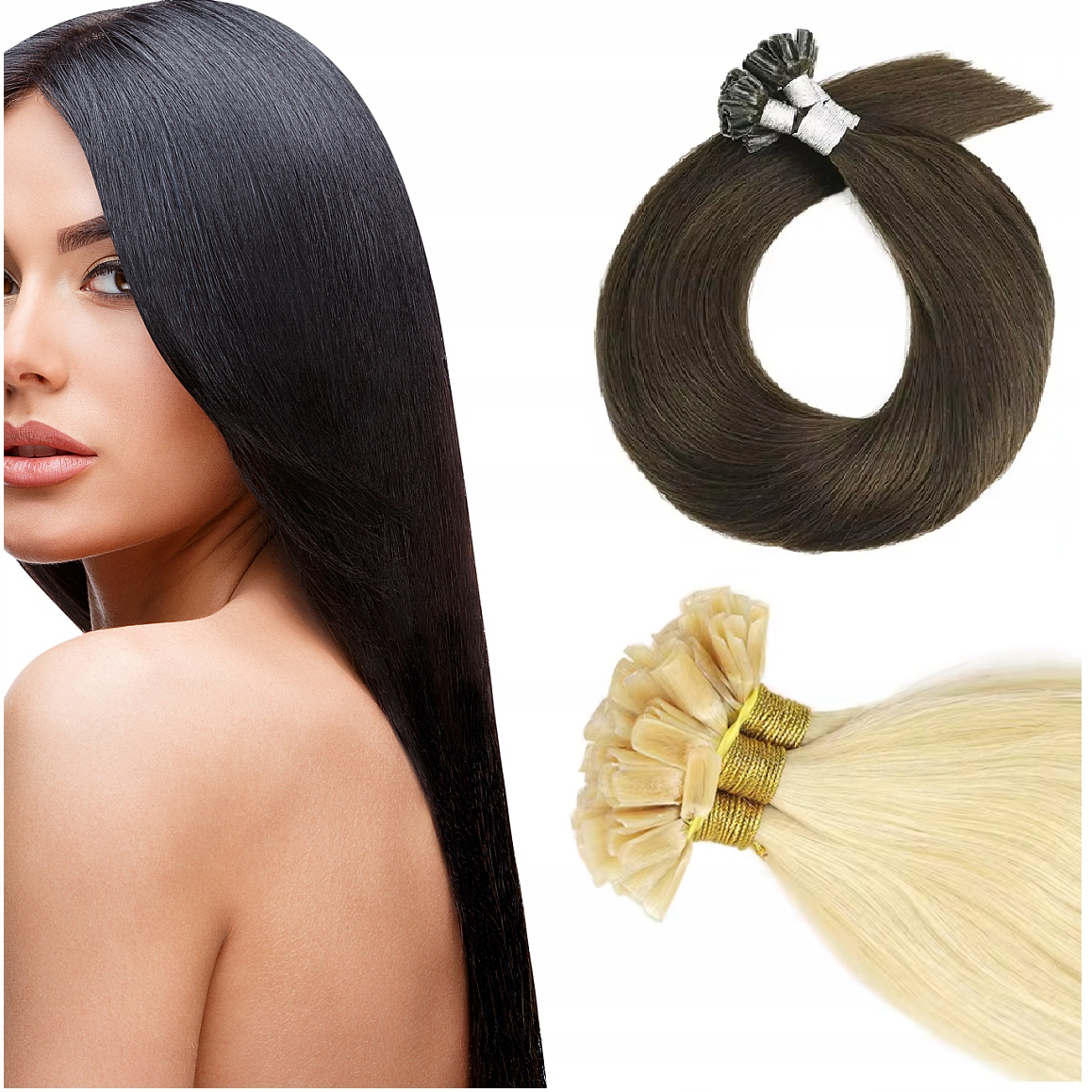Prémiové Vlasy Na Keratin 1 G 100% Přírodní 50 CM černé 1