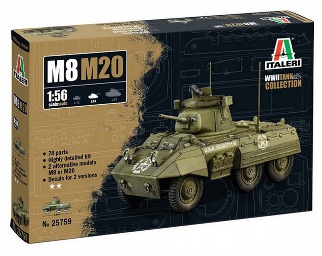 Italeri 25759 Pojazd M8/M20 Greyhound 1:56 Model do sklejania