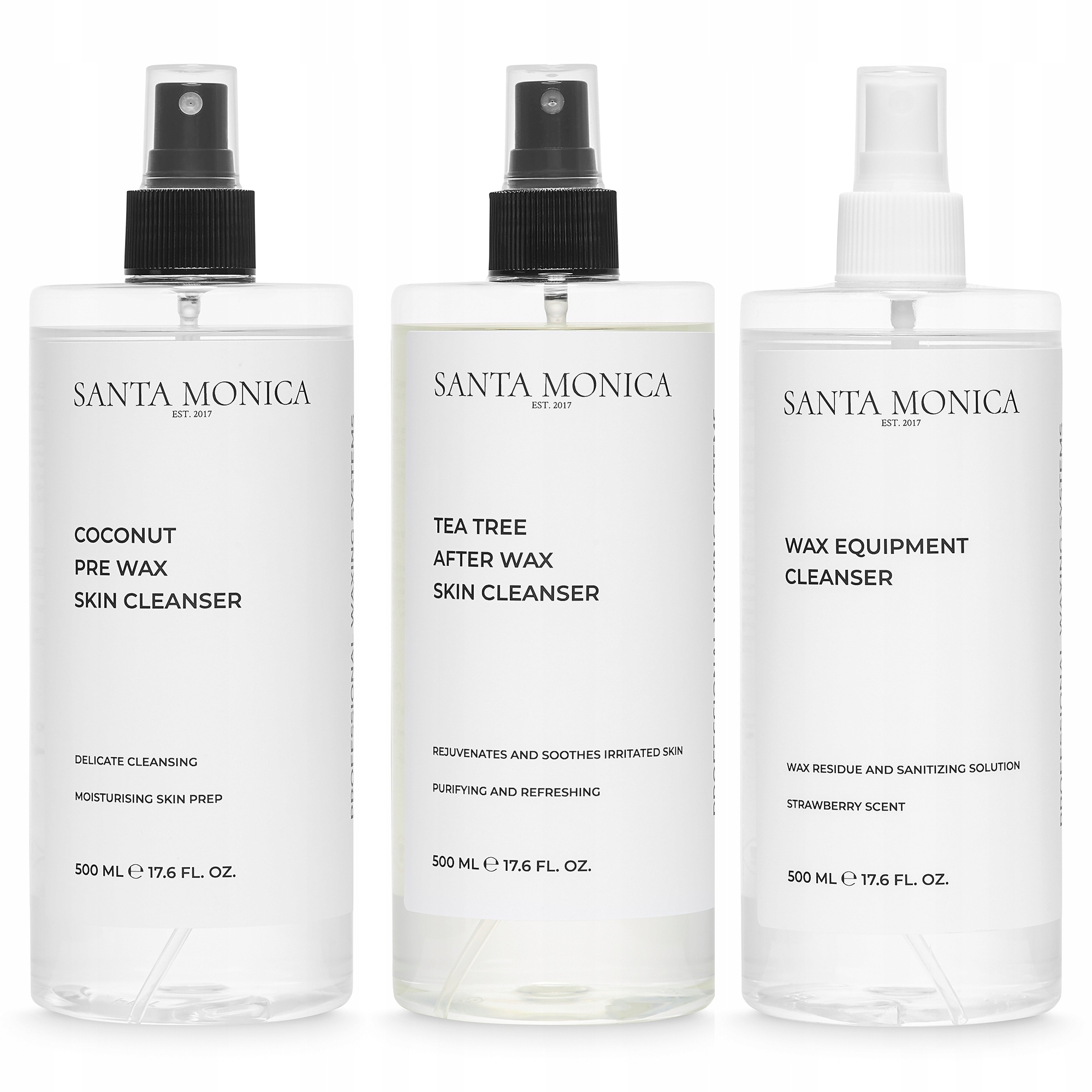 Santa Monica Tekutina před po depilaci k odstranění vosku 3 x 500 ml Set