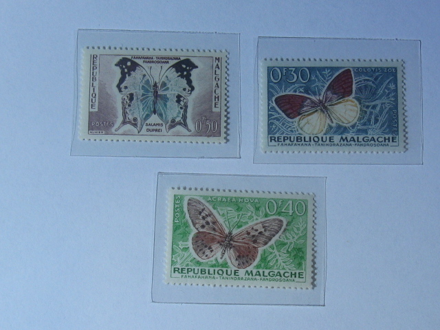 Znaczki Madagaskar Malgache 1960 czyste 3 szt Motyle