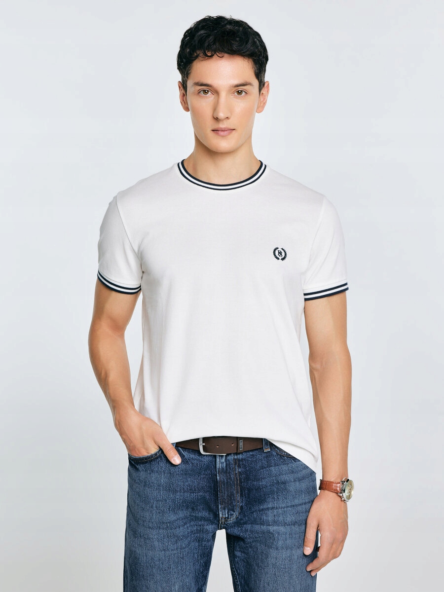 Big Star Tričko s kontrastním lemováním, bílá barva, velikost 100 L