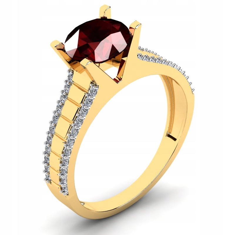 

Pierścionek Złoty Zaręczynowy Z Bordową Cyrkonią