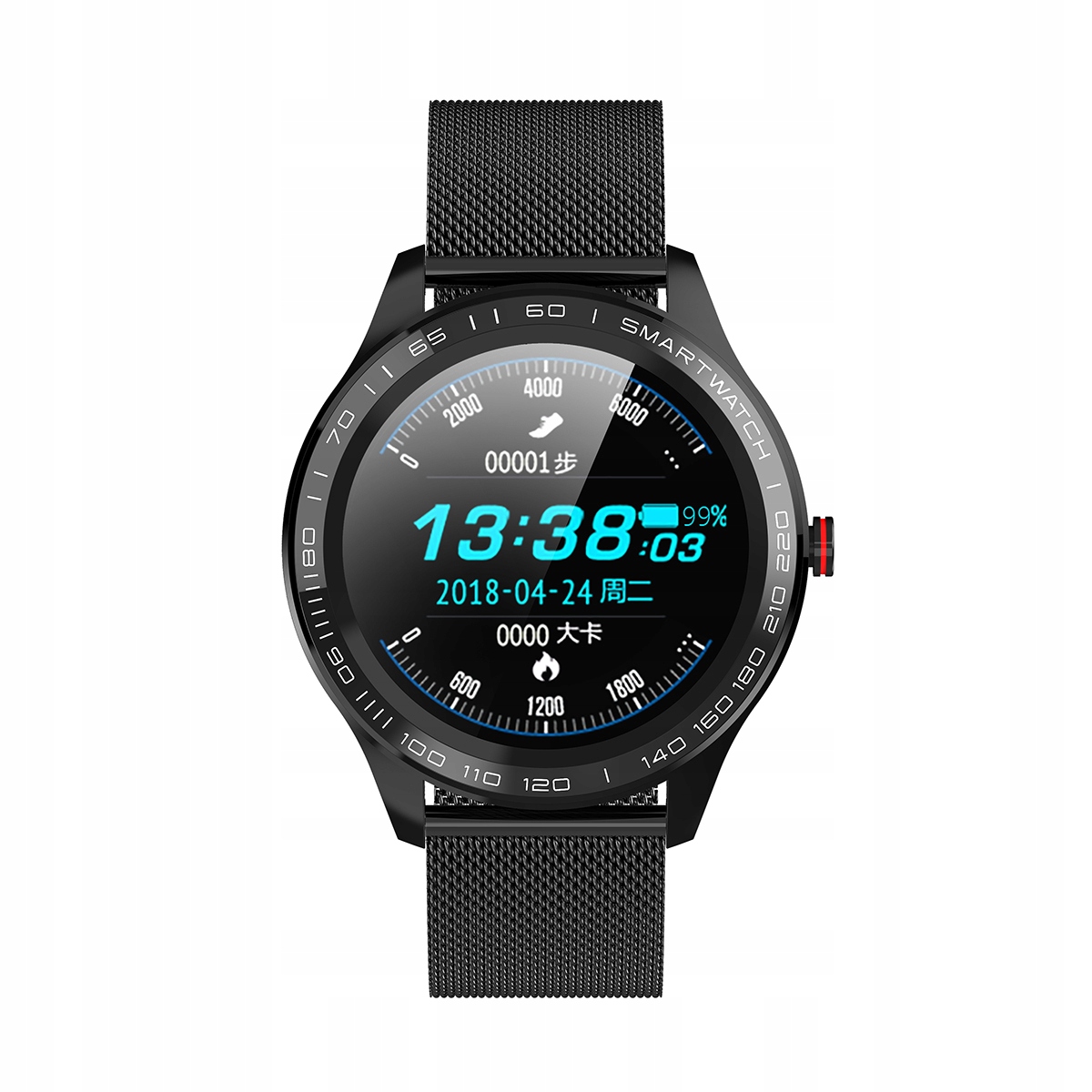 SMARTWATCH MĘSKI ZEGAREK PULS CIŚNIENIE PRESTIGE Kształt koperty okrągła