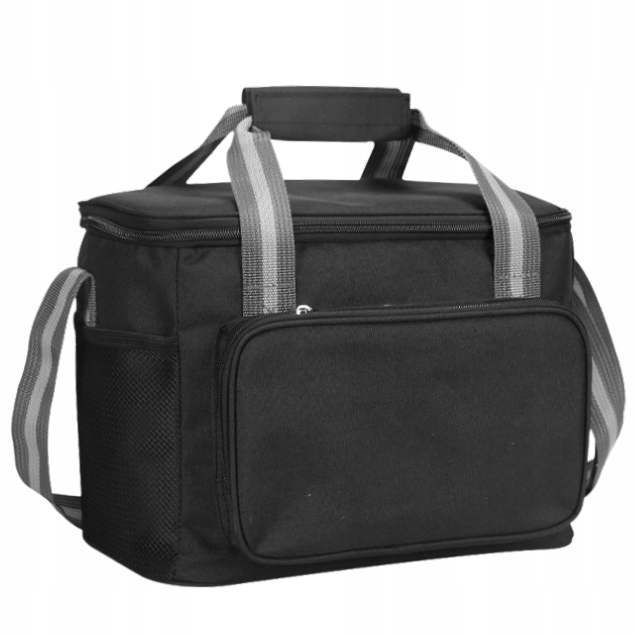 Torba Lunch Box Termiczna Pojemna Na Jedzenie Śniadaniowa Czarna Na Pasku