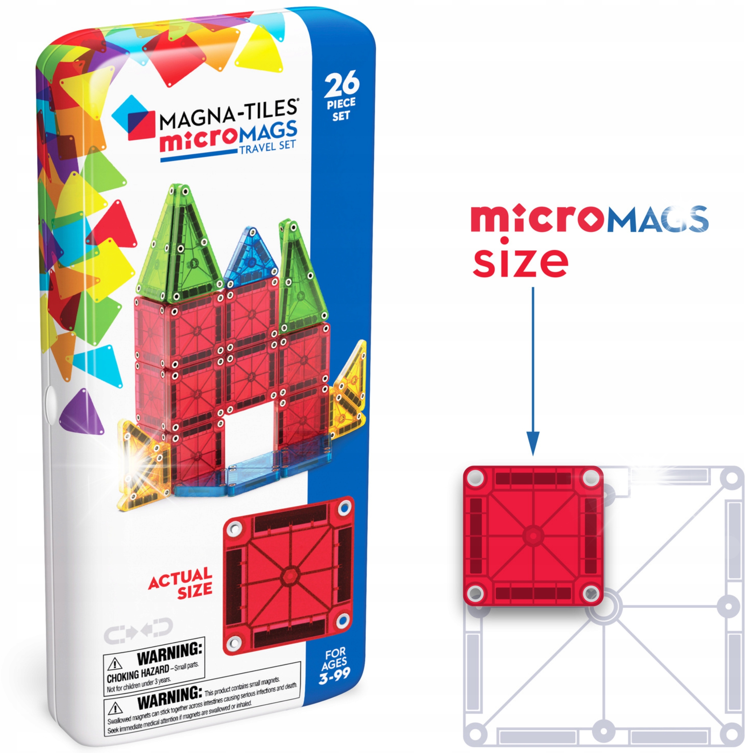 MAGNA-TILES Klocki Magnetyczne Konstrukcyjne Travel microMAGS 26 elementów