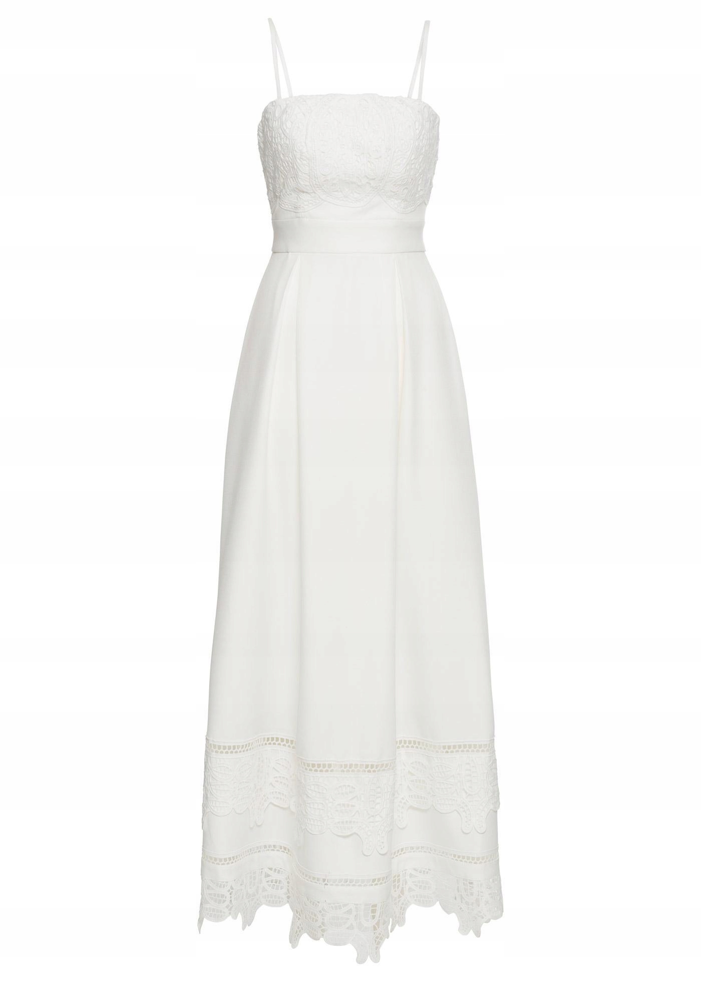 Bílá Dlouhá Svatební Krajková Šaty 40