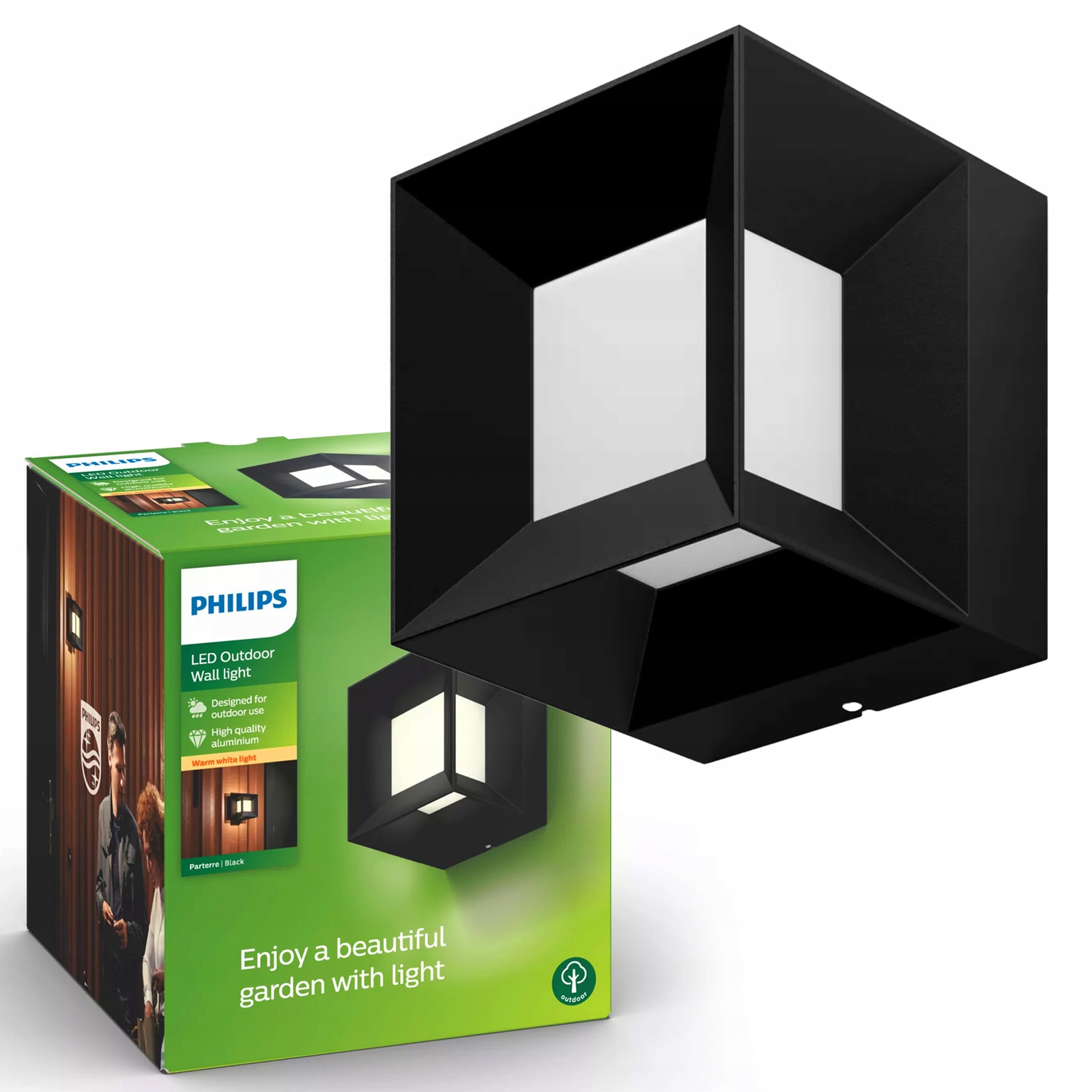 Zahradní Led lampa Fasádní nástěnné svítidlo Parterre 8W 2700K IP44 Černá Philips