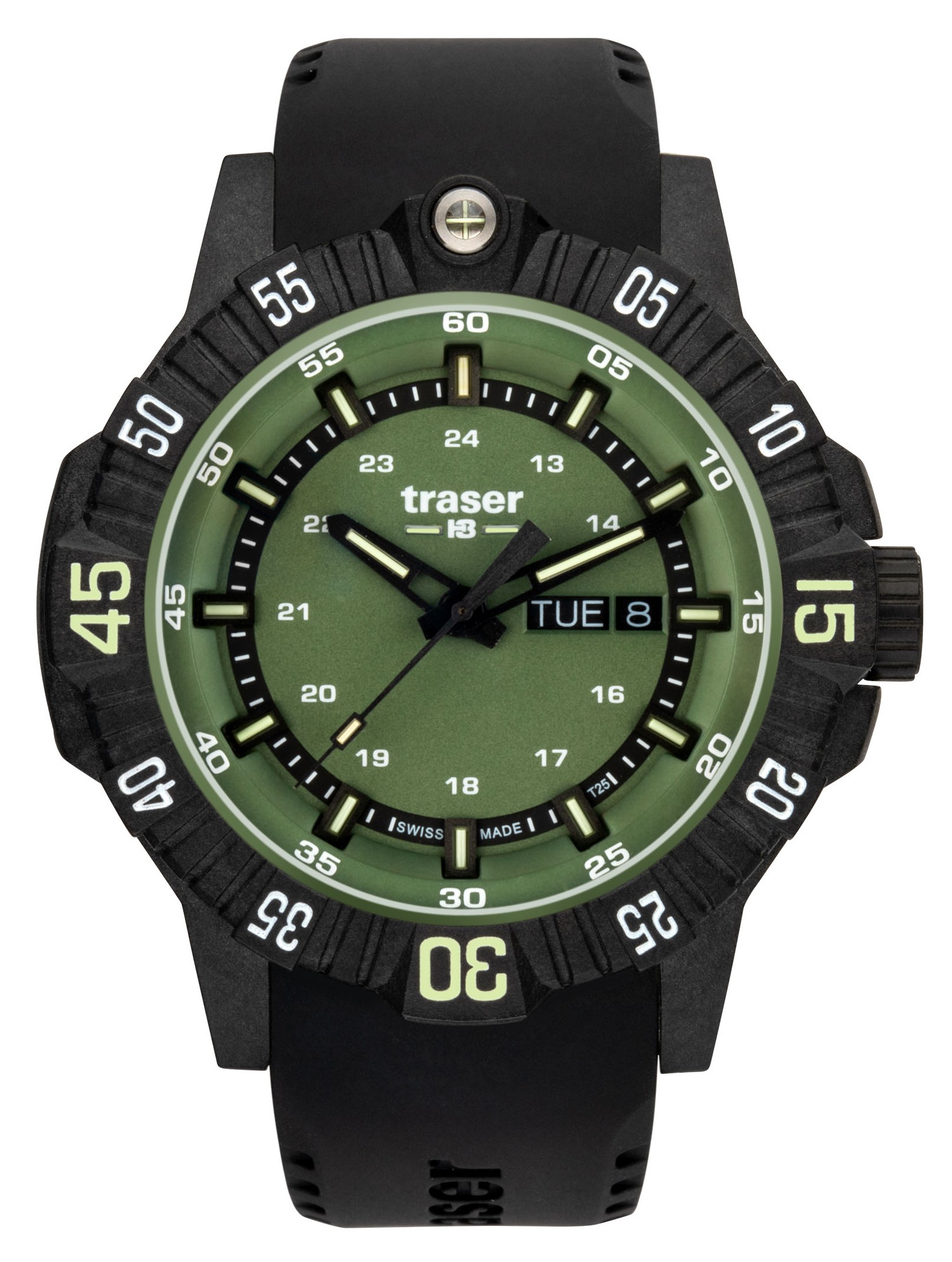 Nové Originální Pánské Hodinky Traser TS-110727 zelené P99+gravírování krabička