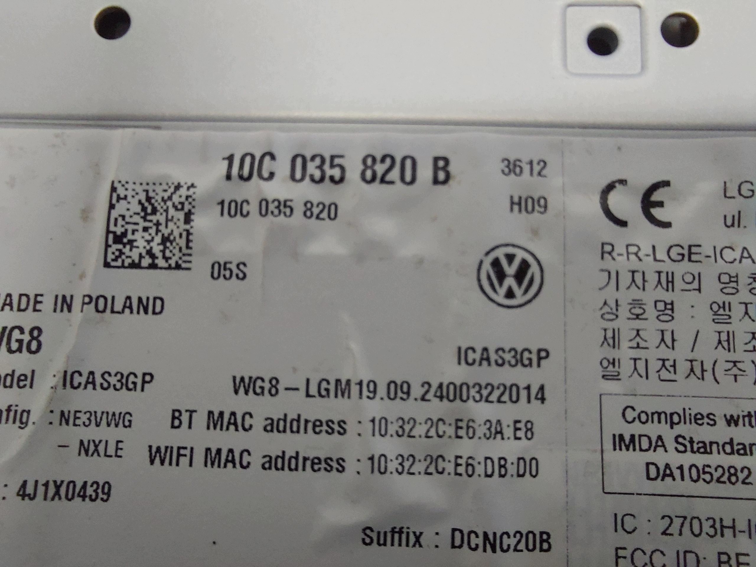 VW ID4 11A , 2024r SUV 5D module control unit Radio navigation devices 10C035820B