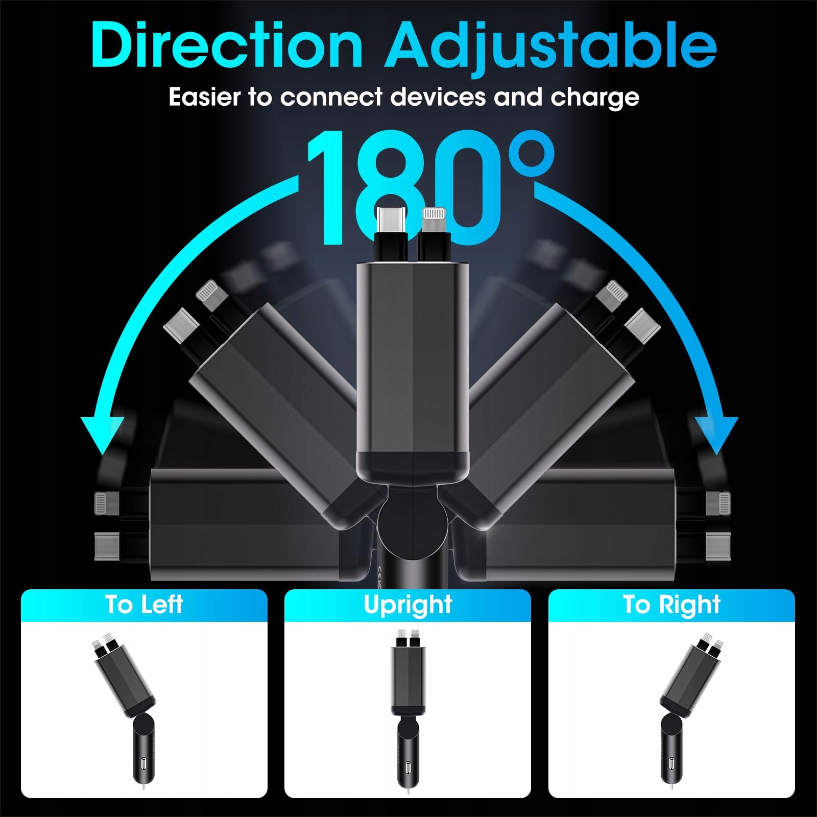 MASSWAY 120W USB C Car Charger 4-in-1 Fast Charging iPhone Samsung — miniatura 5