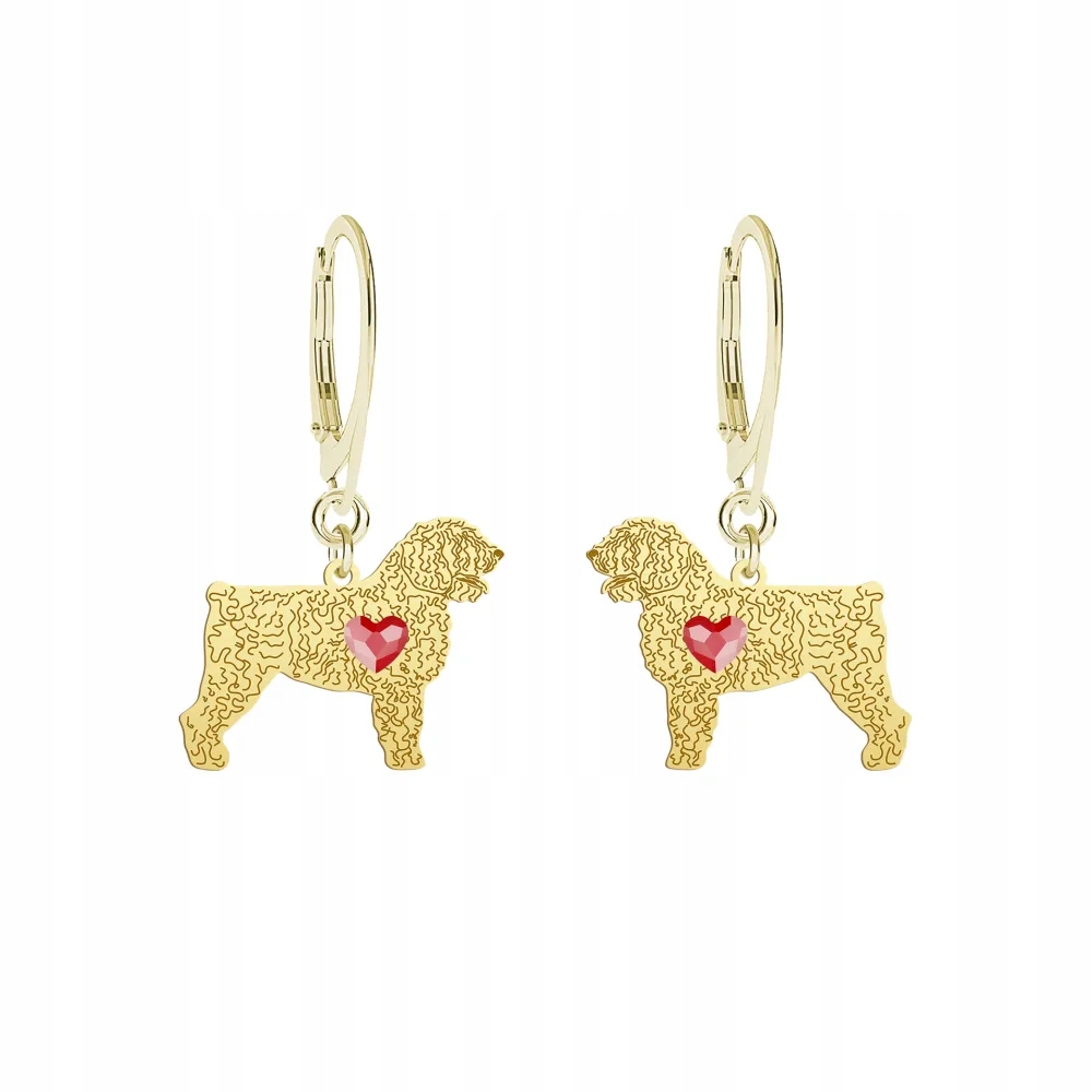 Náušnice Zlaté se psem Španělský vodní pes 925 Žena Gravírování Bonus