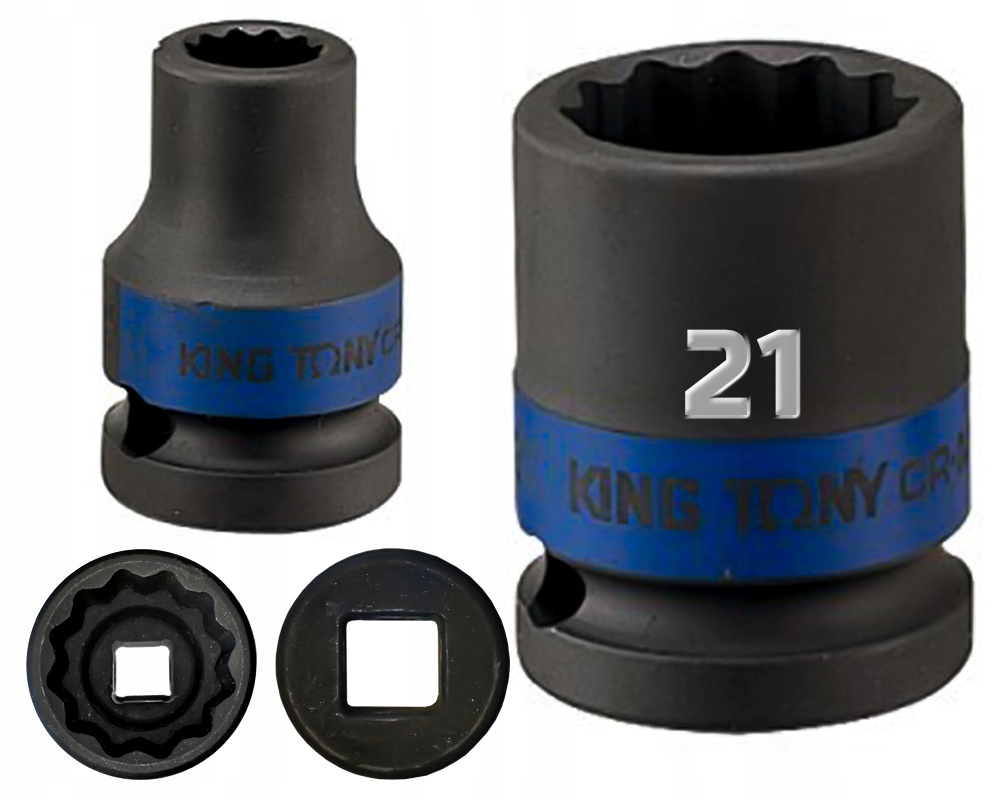 King Tony Klucz nasadka Udarowa Krótka 1/2" 12-KĄTNA 21 x 40 mm Cr-Mo Pro