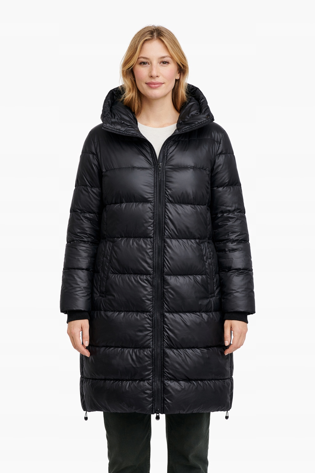 Bomboogie Černý Prošívaný Kabát S Kapucí Na Zip M I3C