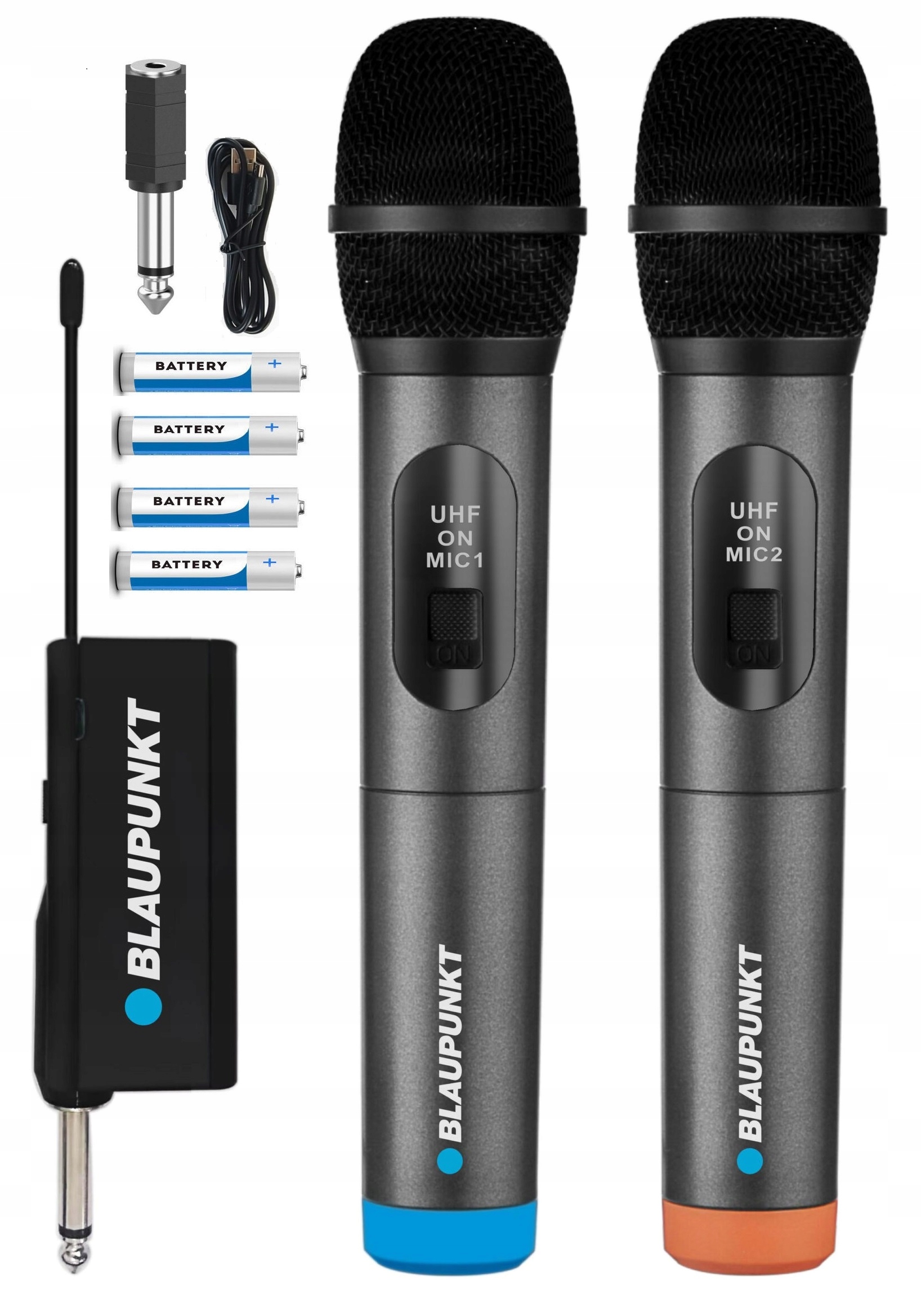 2 x bezdrátový mikrofon s vysílačem Blaupunkt příslušenství 4 baterie