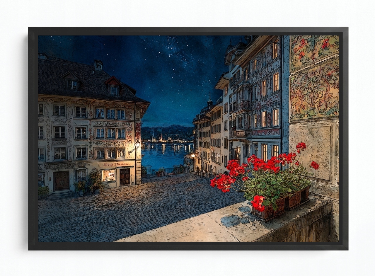 Obraz Rama American Box Krajina Švýcarsko Lucerna Město Staré Město 60x40