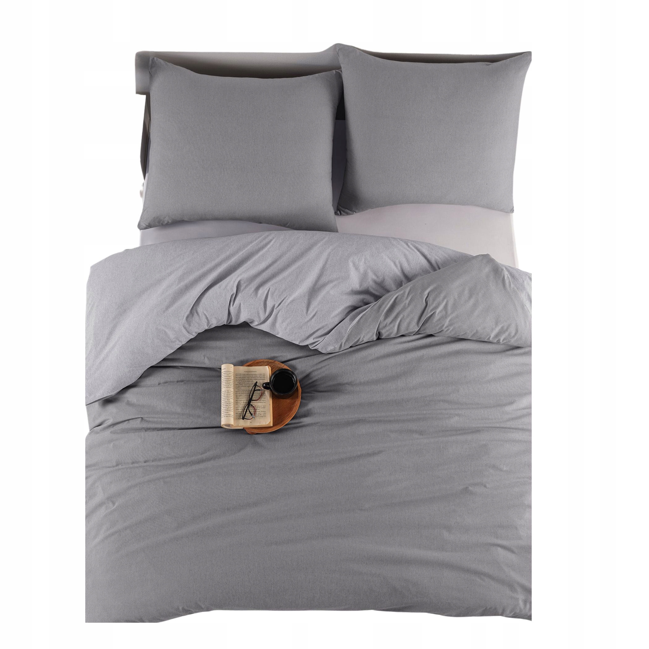 Komplet pościel dwustronna 200x220 poszewki 70x80 bawełna Matriss szary