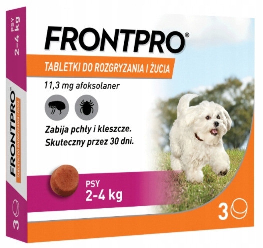 Frontpro S 11,3mg 3x Tabletka na Pchły Kleszcze dla Psa 2-4kg