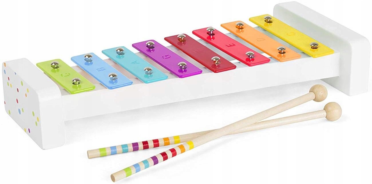 DREWNIANE KOLOROWE CYMBAŁKI DLA DZIECI +2 PAŁECZKI Kolor wielokolorowy