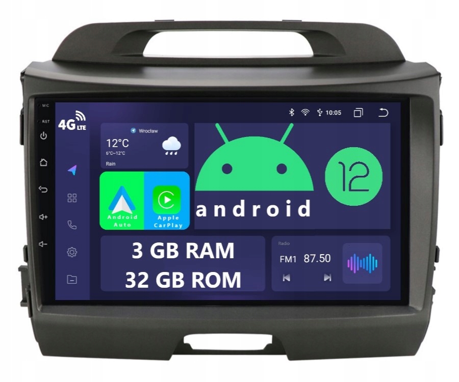 RADIO 2DIN NAWIGACJA ANDROID KIA SPORTAGE 3 III 3/32 GB CARPLAY DSP LTE Sklep, Opinie, Cena w