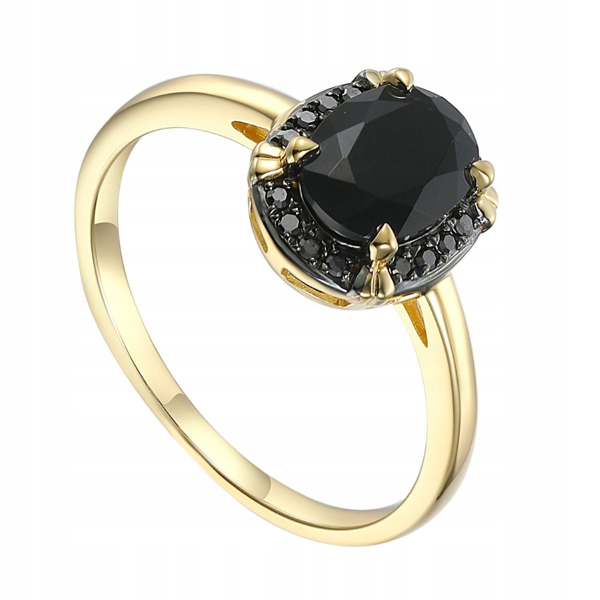 Prstýnek Au 585 Černý Achát a Diamanty 0,9 ct velikost 17