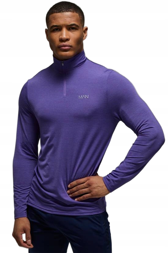 Boohooman Koszulka Męska Fioletowa Sportowa Z Zamkiem L Z3A