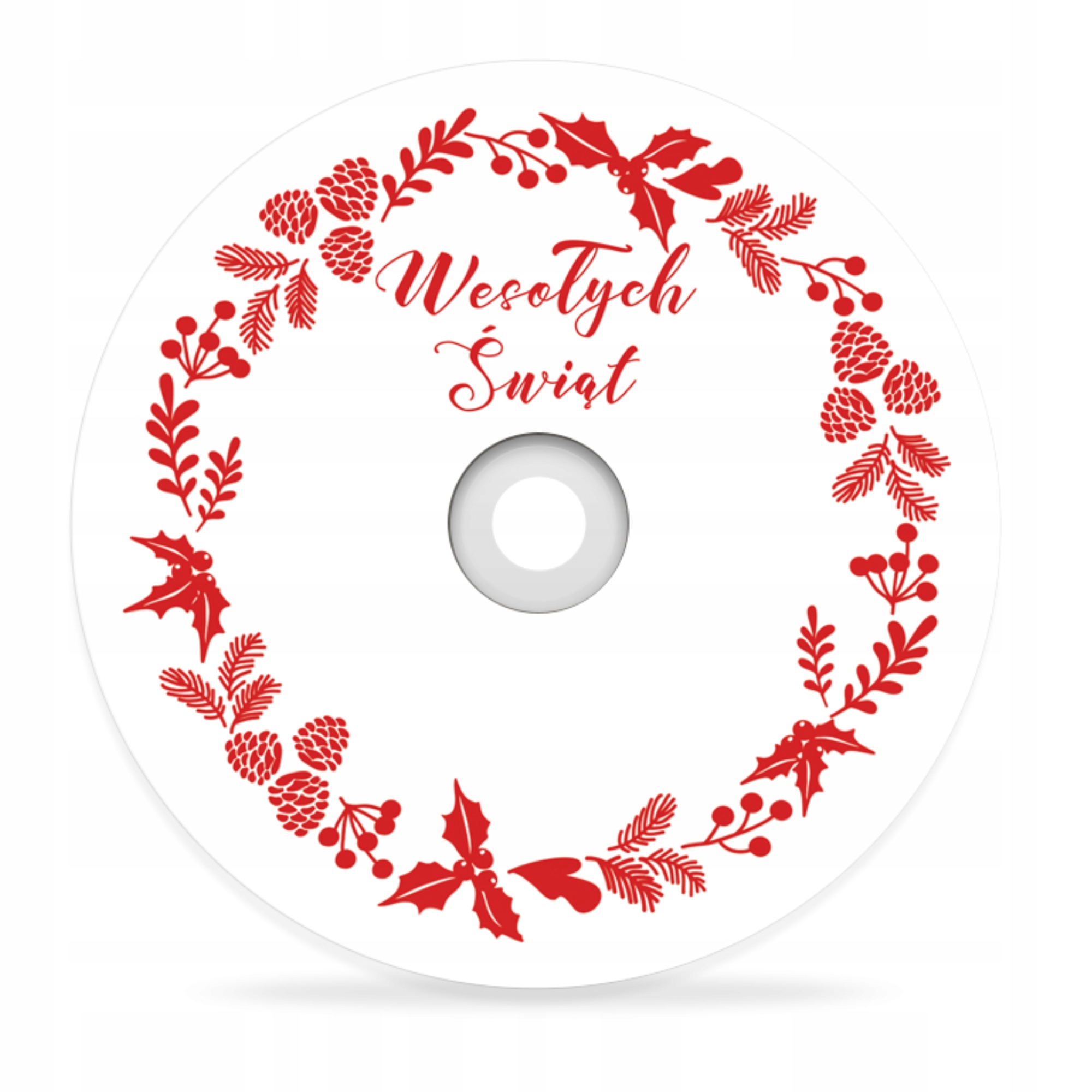 Płyta DVD ze świątecznym czerwonym wianuszkiem WESOŁYCH ŚWIĄT