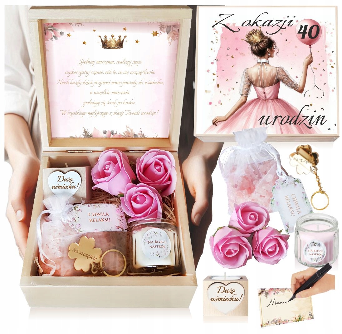 na 40 urodziny 50 urodziny dla kobiety 20 30 60 18 Kosz Prezentowy