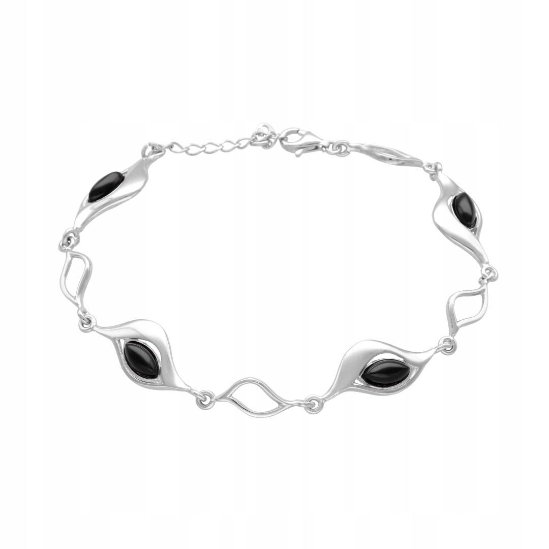 Náramek s onyxem slza stříbro