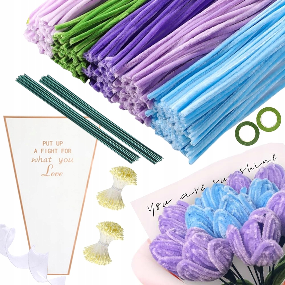 Kreativní Drátky Floristické Sada 500 Zelená Fialová Modrá Vytěráky