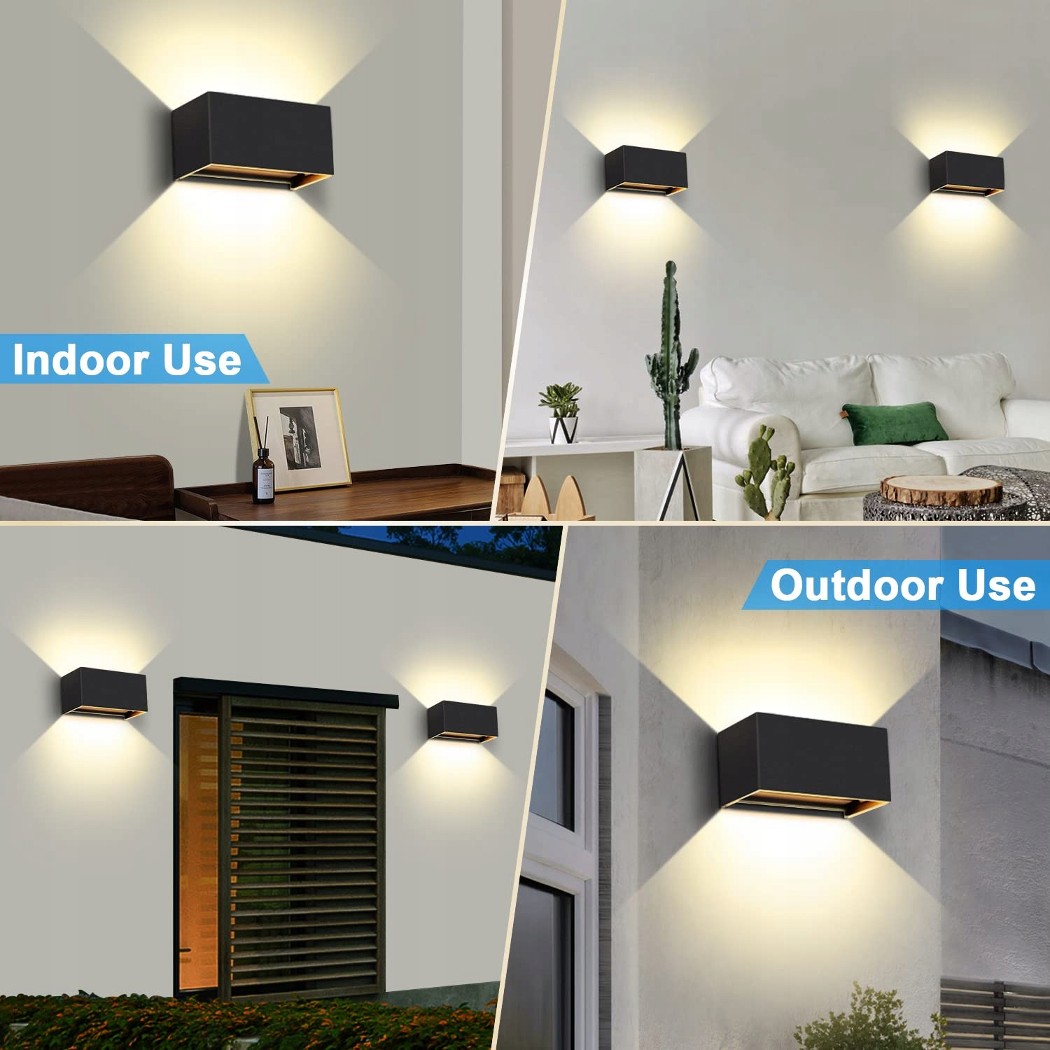 KINGWEN 4 Sztuki LED Lampy Ścienne Wewnętrzne Zewnętrzne 20W 3000K IP65 — miniatura 6