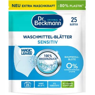 DR BECKMANN MAGIC LEAVES SENSITIV – LISTKI DO PRANIA 25 SZTUK