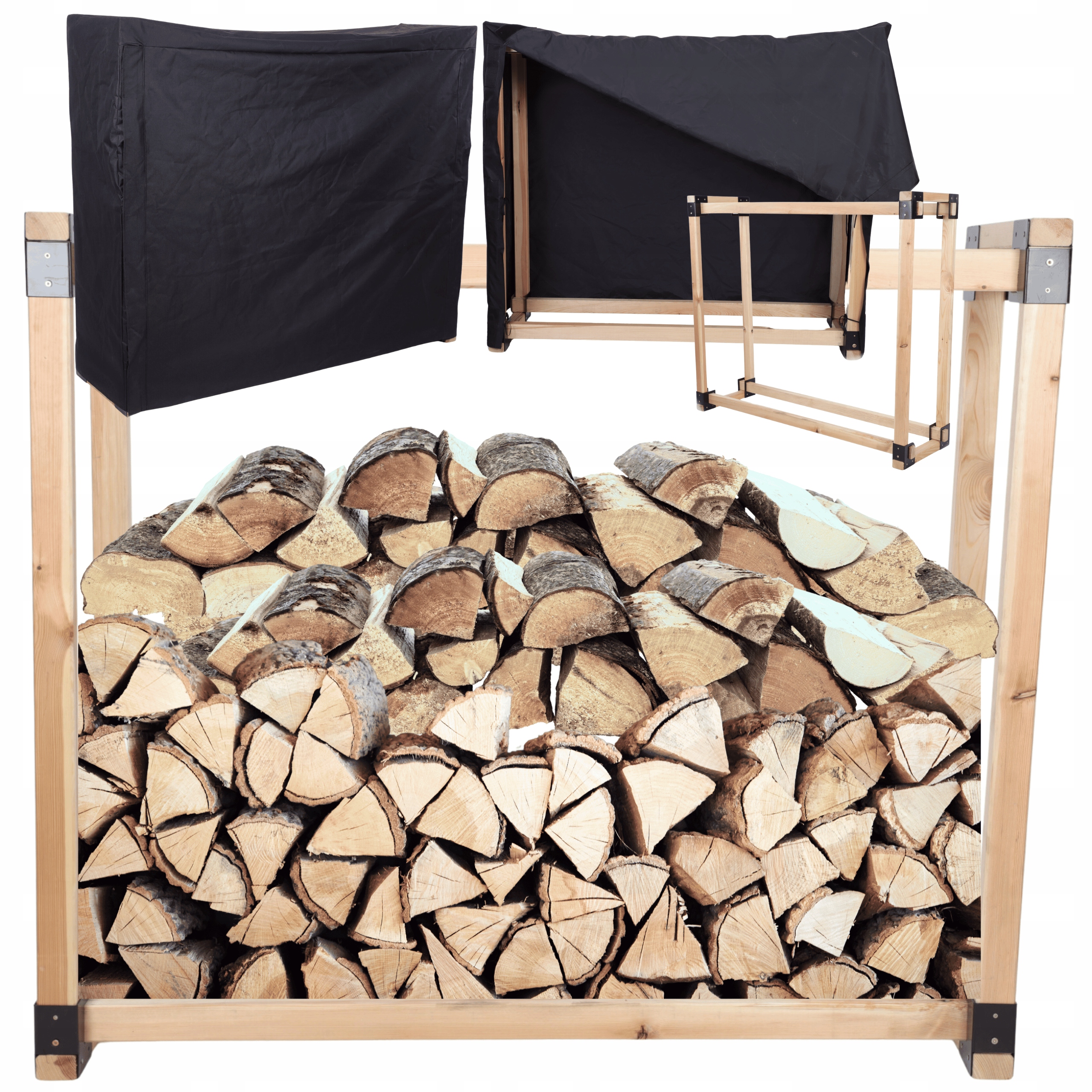 Stojan na dřevo krbový přístřešek s dřevěným potahem 0,7 m3 Eko Pevný