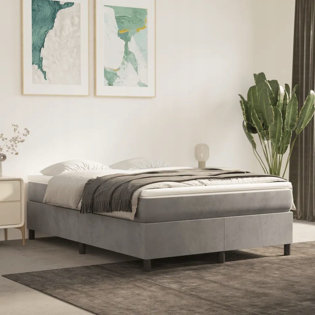 Box spring postel s matrací světle šedá 140x190 cm samet Šedá 3144675