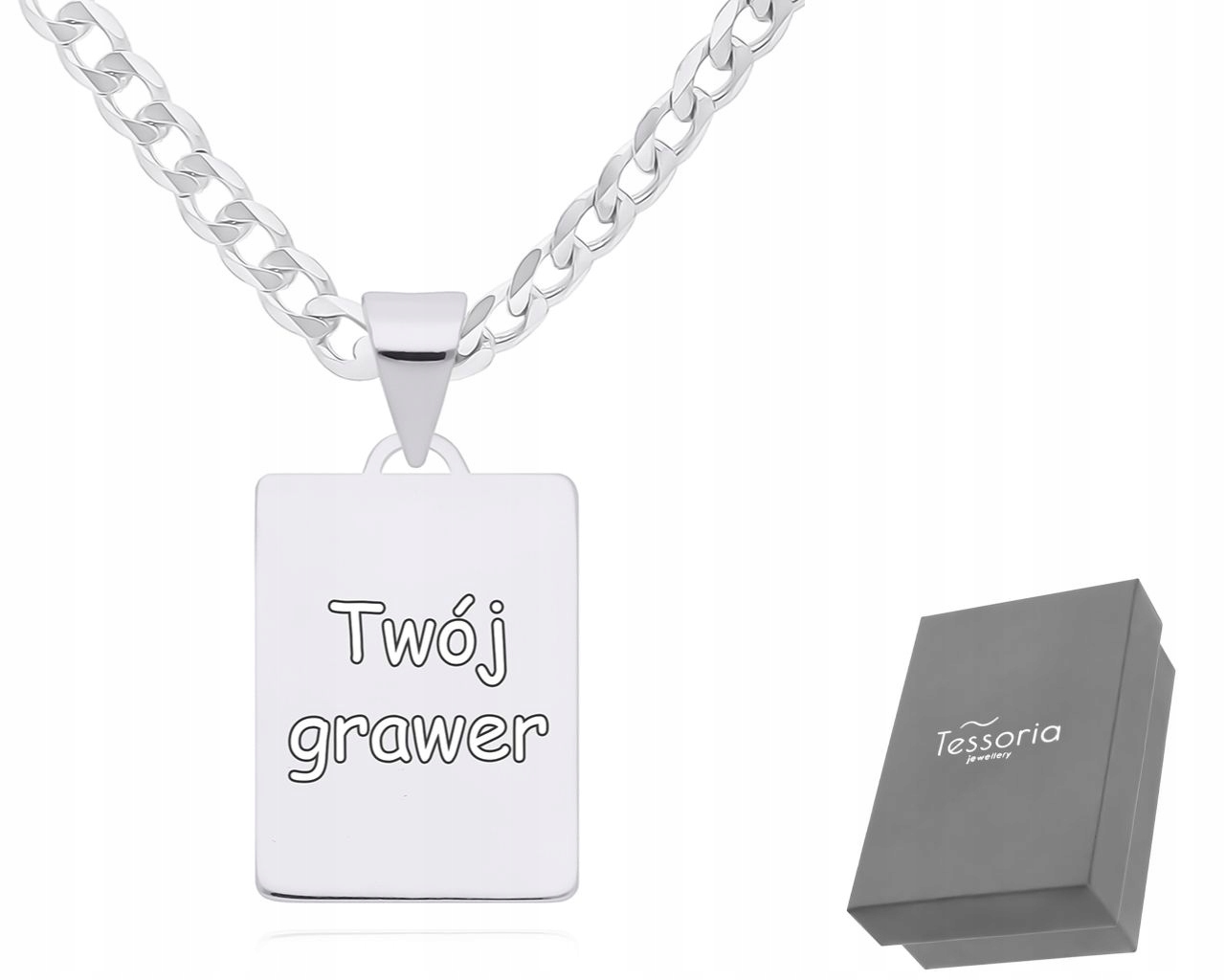 Stříbrný Řetízek Pánský Hladký Plech Gravírování Vojenská Známka délka 45 cm 925