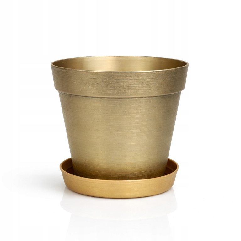 ZESTAW Doniczka 16cm+Podstawka 14cm,1,77L Stylowy Zestaw EKO, ZŁOTY
