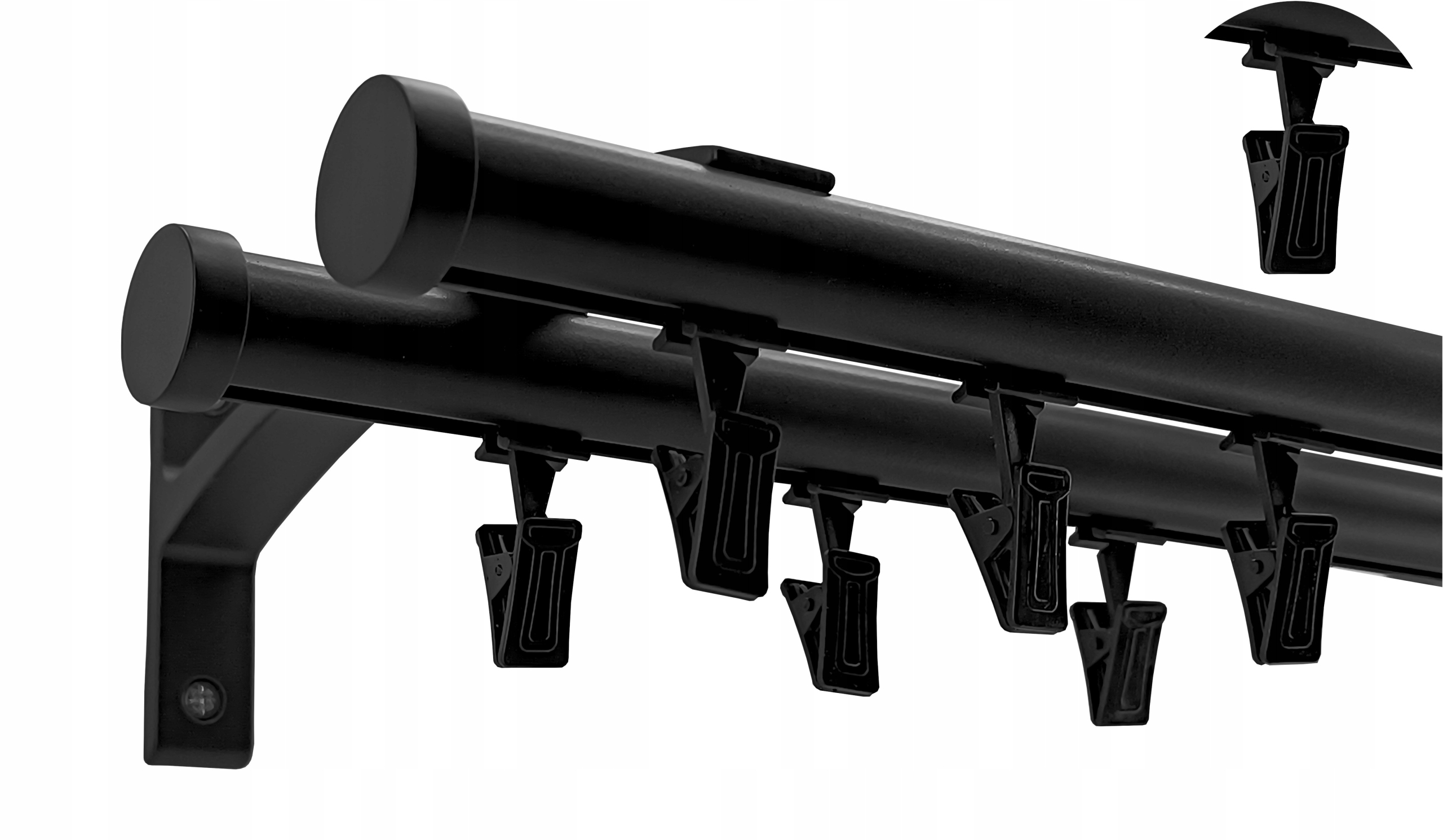 KARNISZ SZYNOWY ALUMINIOWY 20+20mm CZARNY 250cm LUNA żabki Marka ESTAdeco