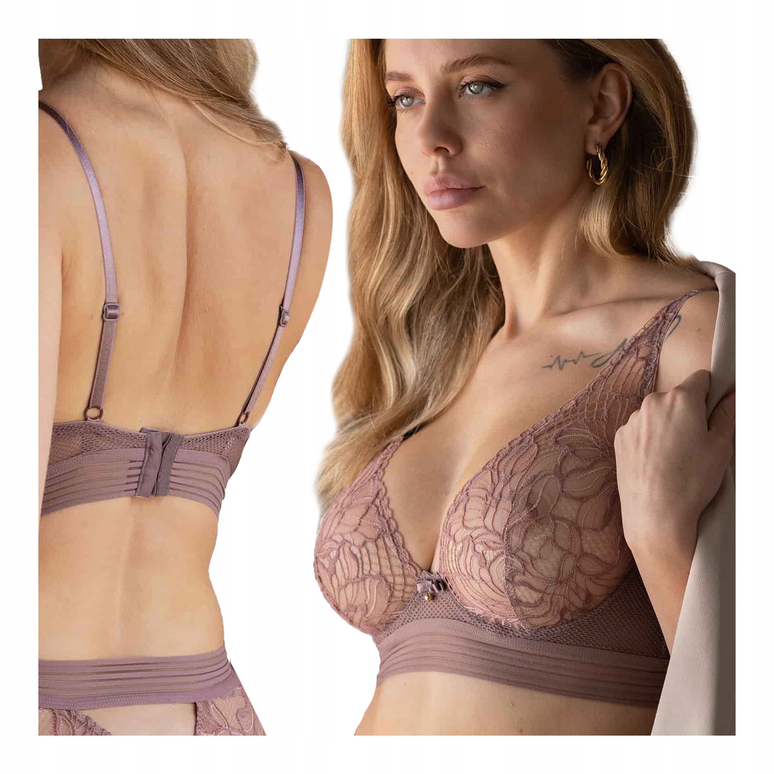 Krajková měkká podprsenka s kosticemi plunge sexy Kleo 75C