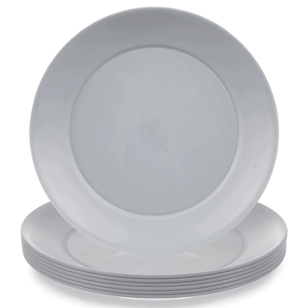Talerze Deserowe Plastikowe Szare Talerzyki Zestaw Komplet 20,5 CM 6SZT