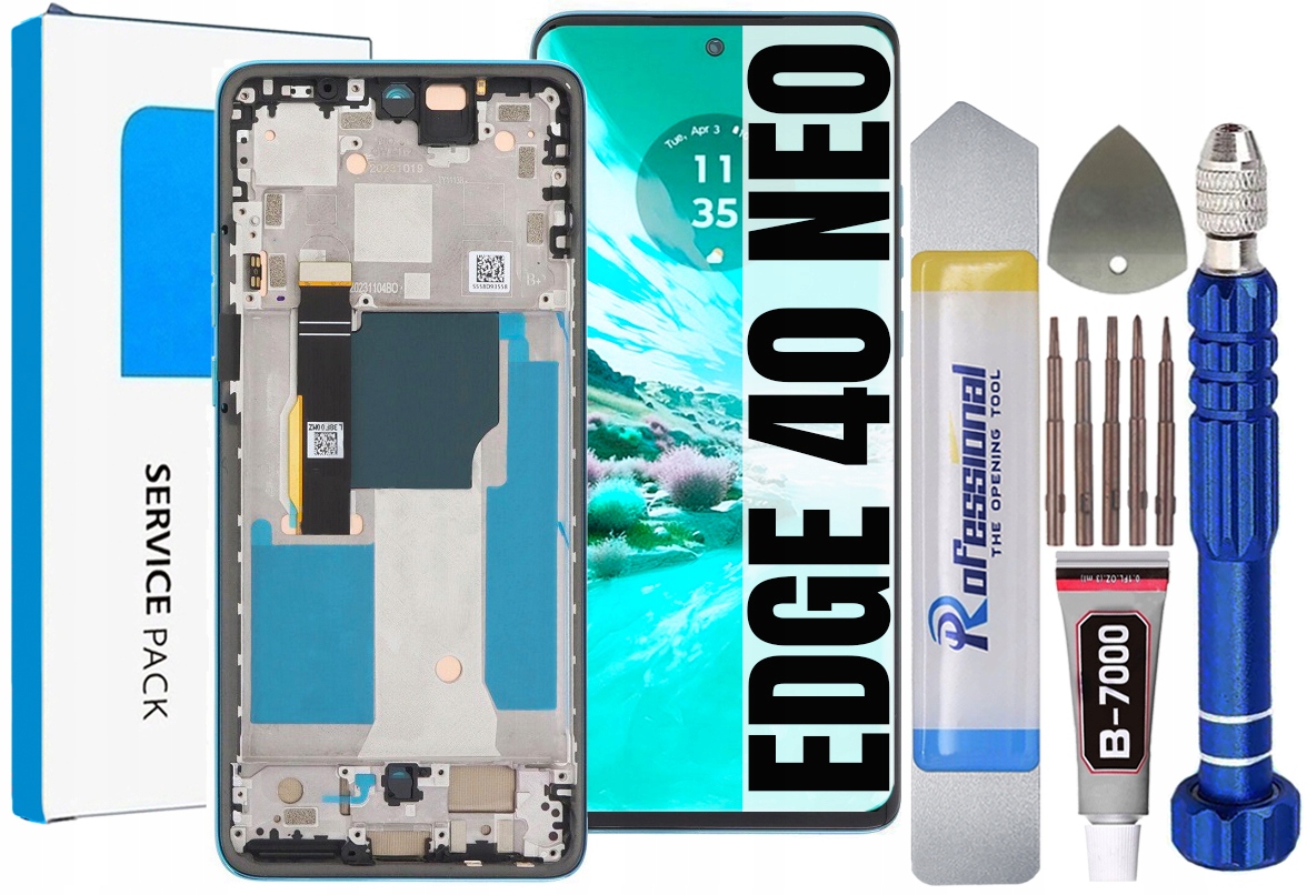 Displej Pro Motorola Edge 40 Neo Originál Obrazovka Rámeček Modrý