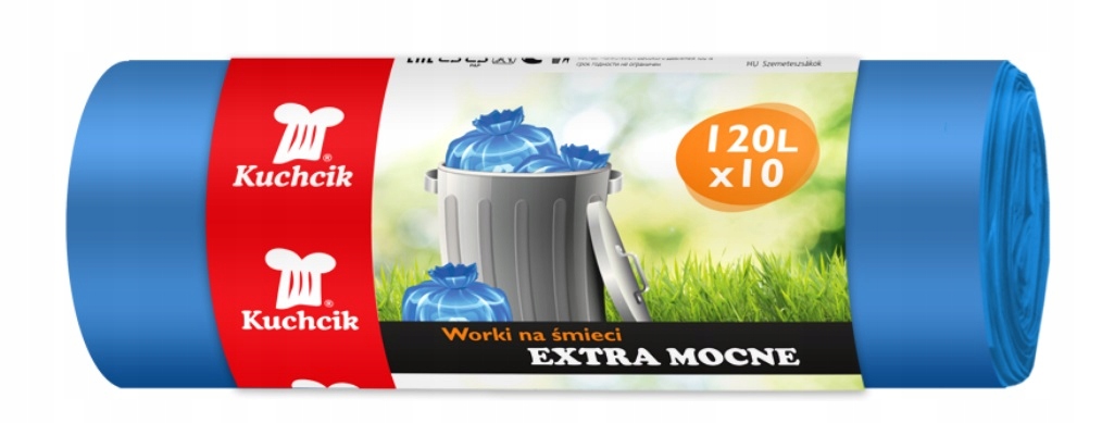 Levně Kuchcik, Pytle na odpadky 120L Ldpe extra pevné se stahovací páskou